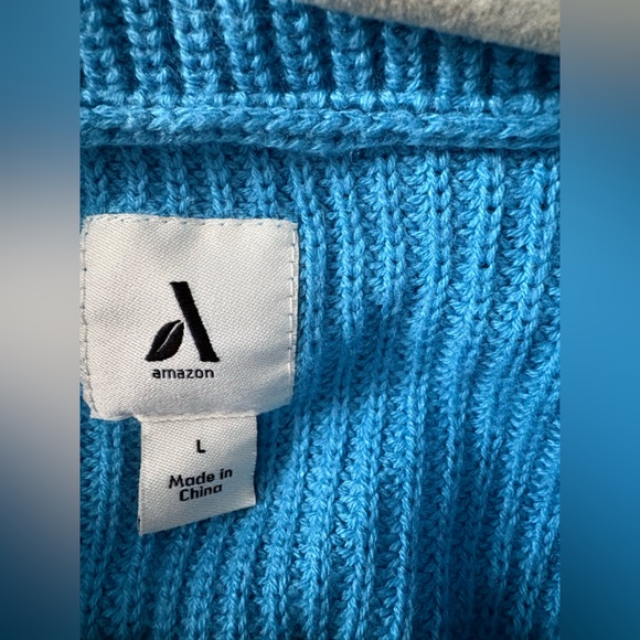Amazon Turquoise Half-Zip Ribbed Sweater - Picture 2 of 3